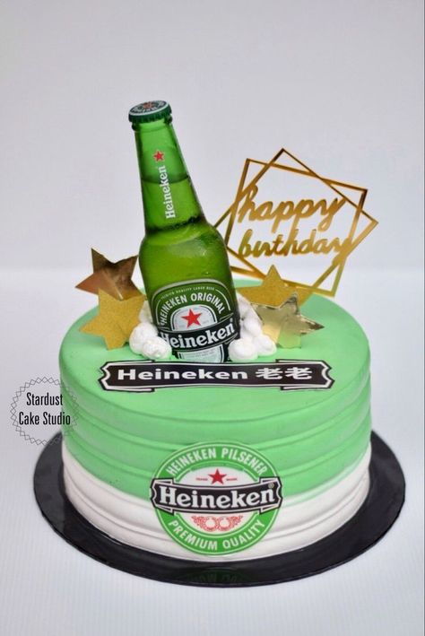 Beer Bottle Cakes For Men, Wine Cake Designs For Men, Heineken Cakes For Men, Beer Cake Design For Men, Beer Cake Ideas For Men, Heineken Cake, Birthday Cake Beer, Beer Bottle Cake, Birthday Beer Cake