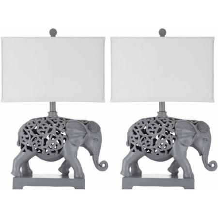 Safavieh Hathi Sculpture Table Lamp, Light Grey, Set of 2 Elephant Bedroom, Sculpture Table, Elephant Lamp, Elephant Table, Theme Bedroom, Elephant Room, Elephant Theme, Elephant Sculpture, Grey Table Lamps