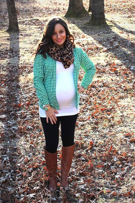 gingham, leopard, tights, riding boots, maternity style Snakeskin Booties Outfit, Hot Pink Pencil Skirt, Leopard Tights, Jeans Outfit For Work, Casual Date Night Outfit, White Tunic Tops, Booties Outfit, Petite Style, Fashion Friday