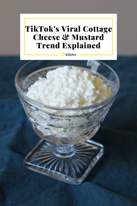 Tik Tok Cottage Cheese And Mustard, Daisy Cottage Cheese Recipes, Mustard And Cottage Cheese, Cottage Cheese Toppings Savory, Cottage Cheese Mustard Trend, Cottage Cheese Mustard Dip, Cottage Cheese With Mustard, Cottage Cheese Combinations, Good Culture Cottage Cheese