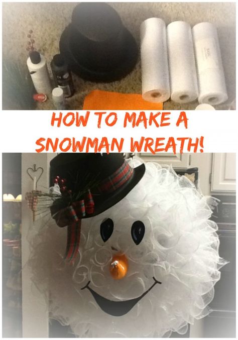 Wreath Diy Christmas, Diy Deco Mesh Wreath, Diy Schneemann, Deco Mesh Garland, Deco Mesh Crafts, Snowman Crafts Diy, Deco Mesh Wreaths Tutorials, Diy Christmas Wreaths Ideas, Christmas Wreaths Ideas