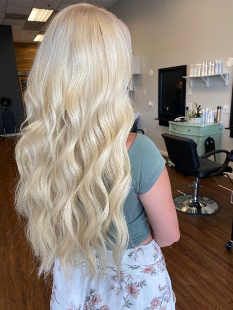 Long beautiful Platinum blonde with wavy hair with 2 rows of 22 inch skw handtied  hairextensions 22 Inch Hair Extensions Blonde, 22 Inch Hair, 22 Inch Hair Extensions, Hair Extensions Blonde, Blonde Extensions, World Hair, Long Hair Extensions, Luxury Services, Platinum Blonde