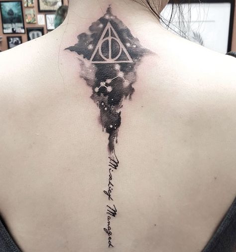 10+ Subtle Harry Potter Tattoos Only True Potterheads Will Understand Potter Tattoo, Harry Potter Tattoos, Harry Potter Tattoo, Tattoo On, The Back, Harry Potter, Tattoos