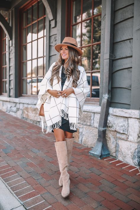 fall outfit, fall style, poncho, tall boots Outfit Ideas With Boots, Southern Curls And Pearls, Todays Outfit, Thanksgiving Outfit, Women Trends, Costume Halloween, Fall Outfits Women, Tall Boots, Fall Winter Outfits