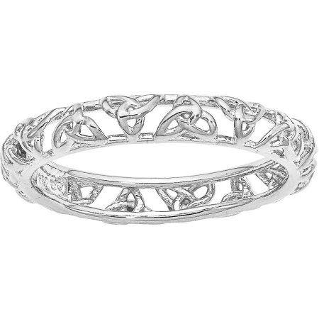 If you are looking for a unique, fancy ring to add to your jewelry collection, turn your sights to this Celtic knot ring. It is crafted from sterling silver and has rhodium plating. This impressive ring includes a polished finish for that lasting shine. It is 3.5 millimeters and has a textured surface. This classy ring is a great way to complete your personal style. Available in whole sizes five, six, seven, eight, nine and 10. Express yourself in a unique and fun way with the new Stackable Expr Celtic Knot Band, Black Hills Gold Jewelry, Stackable Rings Silver, Celtic Knot Ring, Antique Engagement Ring, Celtic Wedding Rings, Fancy Rings, Black Hills Gold, Garnet Necklace