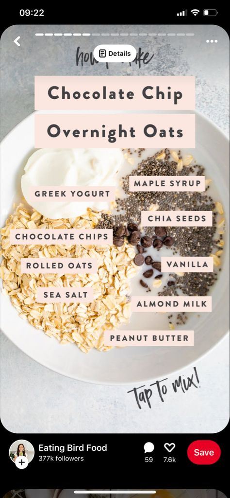 Overnight Oats Greek Yogurt, Overnight Oats Recipe Easy, Nutritional Therapy, Overnight Oats Recipe, Bird Food, Rolled Oats, Overnight Oats, How To Make Chocolate, Chia Seeds