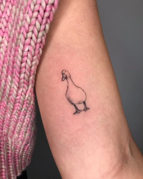 Duck Tattoos Small Simple, Wonder Pets Tattoo, Multiple Animal Tattoo, Lucky Duck Tattoo, Tiny Goose Tattoo, Duck Family Tattoo, Runner Duck Tattoo, Duck Line Tattoo, Water Off A Ducks Back Tattoo