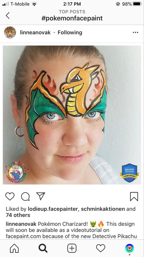 Charizard Face Paint, Face Paint, Carnival Face Paint, Carnival, Nintendo, Paint