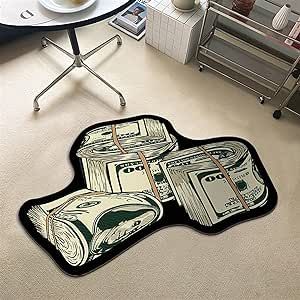 JWORRA Hundred Dollar Bill Irregular Rug 63 * 31 Inch Living Room Rug Bedroom Indoor Outdoor Non-Slip Area Mat (Color : 4) Y2k Carpet, Y2k Rug, Y2k Designs, Usa Money, Bedroom Carpets, 100 Bill, Bedside Rugs, Rug Tufting, Soft Bedroom