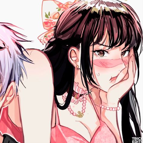 Credits: @qeanoya Ahri Matching Icons, Gojo And Utahime Matching Pfp, Utahime And Gojo Matching Icons, Gojo X Utahime Matching Icons, Yandere Matching Pfp, Gwen And Miles Matching Icons, Utahime And Gojo, Pink Manga Pfp, Utahime Pfp