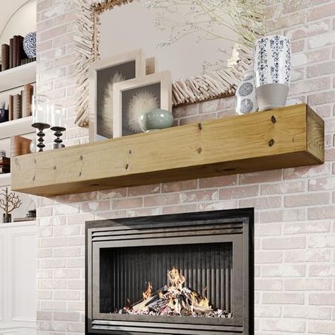 Woodlands-USA 60 Floating Fireplace Mantel Wood Shelf - Handcrafted Wall Mounted Mantle Shelf, 60 Inch Wooden Mantels For Over Fireplace, Farmhouse Fireplace Mantel Shelves - 60 Rustic Natural X 8 X 5 Farmhouse Fireplace Mantel, Fireplace Farmhouse, Floating Fireplace Mantel, Mantel Shelves, Floating Mantel Shelf, Wood Mantel Shelf, Rustic Mantle, Farmhouse Mantle, Floating Fireplace