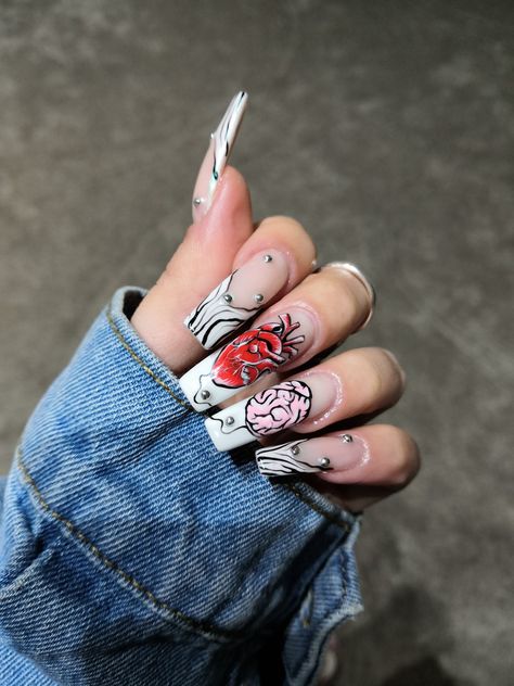 #anatomicheart #anatomicheartnails #nails Anatomical Heart Nail Art, Anatomy Nail Art, Medical Nail Art, Anatomical Heart Nails, Anatomy Nails, Medical Nails, Practice Nails, Anatomic Heart, Anatomically Correct Heart