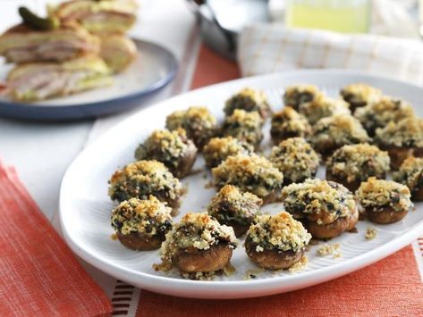 Spinach Artichoke Stuffed Mushrooms Food Network, Spinach Artichoke Dip Stuffed Mushrooms, Valerie Bertinelli Stuffed Mushrooms, Artichoke Dip Stuffed Mushrooms, Quinoa Stuffed Mushrooms, Delicious Miss Brown Recipes, Artichoke Stuffed Mushrooms, Kardea Brown Recipes, Miss Brown Recipes