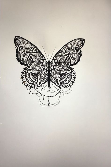 Tattoos For Women Feather, Tattoo Ideas For Men Back, Lace Butterfly Tattoo, Minimalist Tattoo Back, Tattoo Ideas Female Finger, Finger Tattoo Minimalist, Butterfly Mandala Tattoo, Mandala Hip Tattoo, Drawing Tattoo Ideas