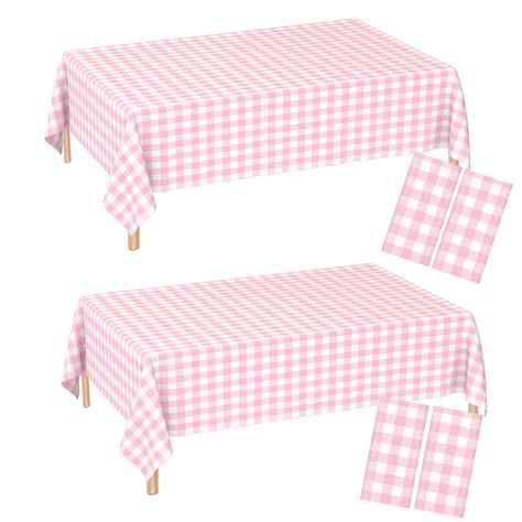 PRICES MAY VARY. Premium Material: This Pink gingham party tablecloth is made of premium PE material, which is soft and comfortable to touch, not easy to tear, and can protect your desktop well. Party Theme Application: Pink and white checkered tablecloth design can be well matched with various entertainment scenes, suitable for theme parties, children's parties, outdoor activities, barbecue parties, picnics and so on. Easy to Clean: The surface of the tablecloth has a good waterproof and oil-pr Pink Gingham Tablecloth, Bbq Theme Party, Bunny Birthday Theme, Tablecloth Design, Picnic Themed Parties, Bicycle Party, Wedding Camping, Gingham Party, Bbq Theme