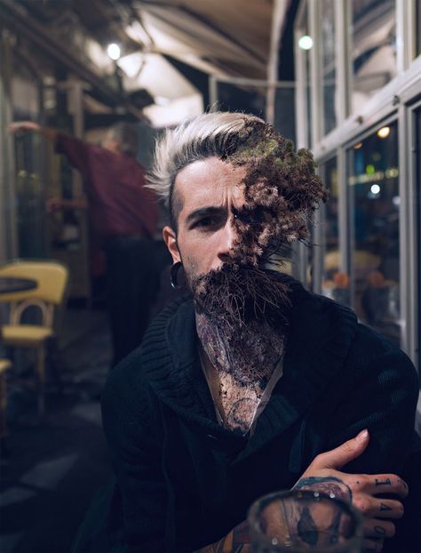 treebeard by cal redback 2 7 Surreal Portraits of Plants Taking Over Faces Surrealism Photography, Montage Photo, Photographs Of People, French Photographers, Creative Photos, Double Exposure, Creative Photography, Photography Inspiration, Photo Art