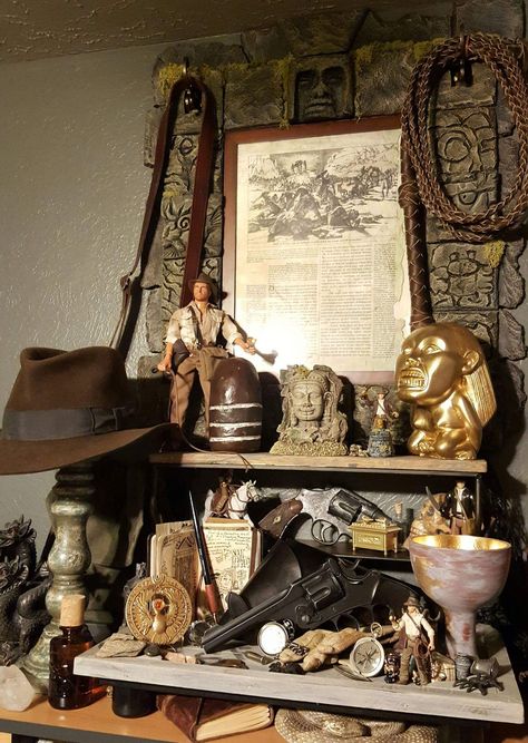 Vintage Explorer Decor, Indiana Jones Props, Indiana Jones Aesthetic, Indiana Jones Room, Indiana Jones Theme, Indiana Jones 1, Henry Jones Jr, Indiana Jones Party, Adventure Room