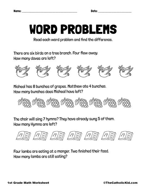 Phonics Worksheets Grade 1, Mathematics Worksheets, Subtraction Word Problems, Word Problem, 1st Grade Math Worksheets, Daily Math, 2nd Grade Worksheets, English Worksheets For Kids, Word Problem Worksheets