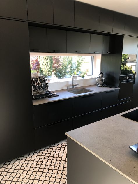 #ikeakitchen #ikea #kitchen #black #blackkitchen Ikea Nickebo Kitchen, Ikea Black Kitchen, Black Ikea Kitchen, Black Kitchen Inspiration, Kitchen Black, Black Kitchen, Ikea Kitchen, Crown Molding, Black Kitchens