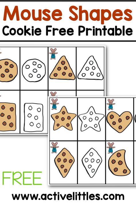 Free Mouse Shapes Cookie Matching Printable - Active Littles Cookie Worksheets Preschool, Food Sorting Preschool Free Printable, If You Give A Mouse A Cookie Preschool, Cookie Crafts For Toddlers, Mouse Shapes Activities Preschool, Cupcake Activities For Preschool, Cookie Activities For Preschool, Bakery Preschool Activities, If You Give A Mouse A Cookie Activities