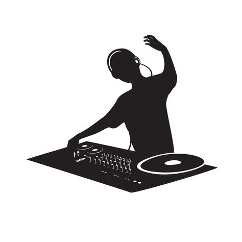 Disc Jockey silhouette design. entertainer man in party and club. nightlife sign and symbol. Disc Jockey, Heart Tree, Cityscape Photos, Logo Banners, Heart With Arrow, Marketing Design, Custom Illustration, Custom Branding, Silhouette Design