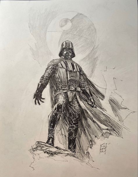 Darth Vader Drawing, Darth Vader Art, Marc Silvestri, Spiderman Painting, Captain Britain, Yoda Art, Frozen Art, Comic Book Art, Ink Sketch