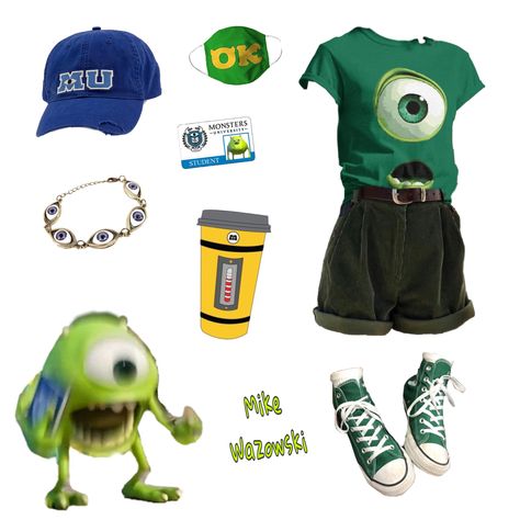 Disneybound Mike Wazowski, Disney Bounding Monsters Inc, Mike And Sully Disneybound, Mike Wazowski Disneybound, Sulley Disneybound, Monsters Inc Inspired Outfits, Boo Disneybound, Monsters Inc Disneybound, Mike Wazowski Costume