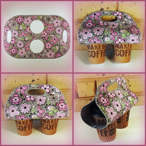 Coffee Cup Cradle Double | OregonPatchWorks Coffee Cup Carrier Pattern, Coffee Cup Carrier, Coffee Carrier, Cup Carrier, Carrier Pattern, Cup Pattern, Wallet Sewing Pattern, Ith Designs, Machine Embroidery Projects