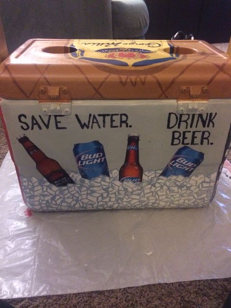 Beach Frat Cooler, Pike Frat Cooler, Beta Cooler, Frat Banner, Pike Cooler, Pike Fraternity, Cheap Gift Baskets, Painted Fraternity Coolers, Nola Cooler