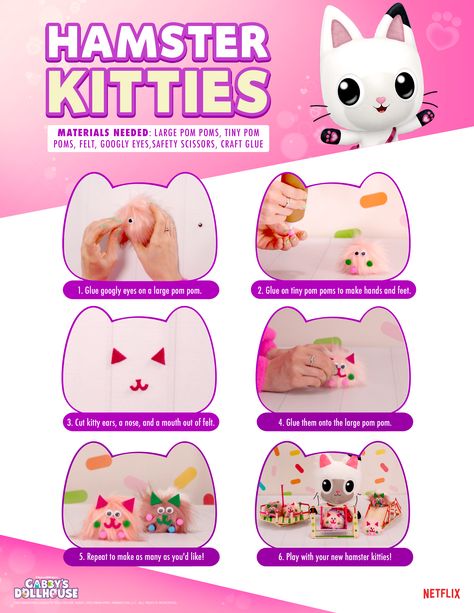 Gabby Cat Craft Ideas, Gabby Dollhouse Crafts, Gabbys Dollhouse Crafts, Gabby’s Dollhouse Activities, Gabbys Dollhouse Kitty Fairy, Gabbys Dollhouse Hamster Kitty, Gabby Cat, Mercat Gabby's Dollhouse, Dollhouse Crafts