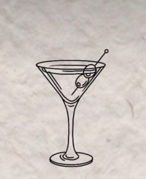 Martini Fine Line Tattoo, Martini Tattoo Traditional, Traditional Martini Glass Tattoo, Martini Olive Tattoo, Martini Glass Tattoo, Martini Tattoo, Culinary Tattoos, Olive Tattoo, Olive Cocktail