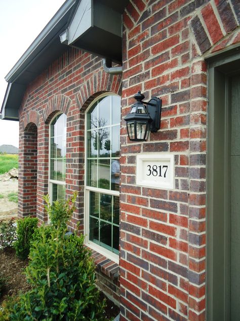 Village Homes: it's all in the details. Deep red brick with grey/green accents. Red Brick With Green Trim, Red Brick Green Trim, Tudor Homes, Red Brick Exteriors, Outside House Colors, Brick Cottage, Fireplace Room, Double Doors Exterior, Hay House