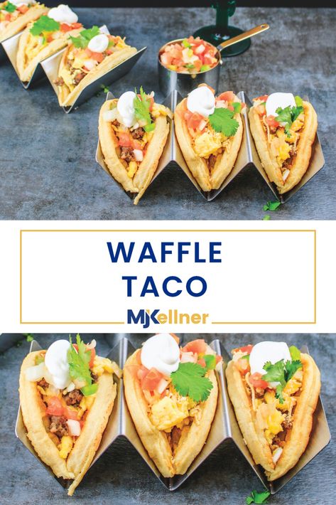 Elevate taco night by trying by trying these waffle tacos! Waffle Tacos, Waffle Taco, Taco Recipe, Taco Night, Breakfast Tacos, Taco Recipes, Sweet And Savory, Taco Tuesday, Fun Food