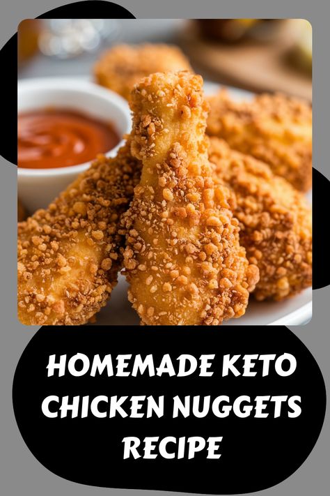 Homemade crispy keto chicken nuggets with dipping sauce. Keto Chicken Nuggets, Swiss Chicken Bake, Chicken Nuggets Recipe, Almond Crusted Chicken, Buffalo Chicken Lettuce Wraps, Crusted Chicken Tenders, Butter Chicken Curry, Pork Rind, Low Carb Pork