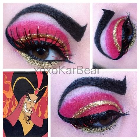 Jafar Costume, Disney Villains Makeup, Drag King Makeup, Halloween Costumes Plus Size, Aladdin Costume, Themed Halloween Costumes, Female Villains, Glitter Face, Crazy Eyes