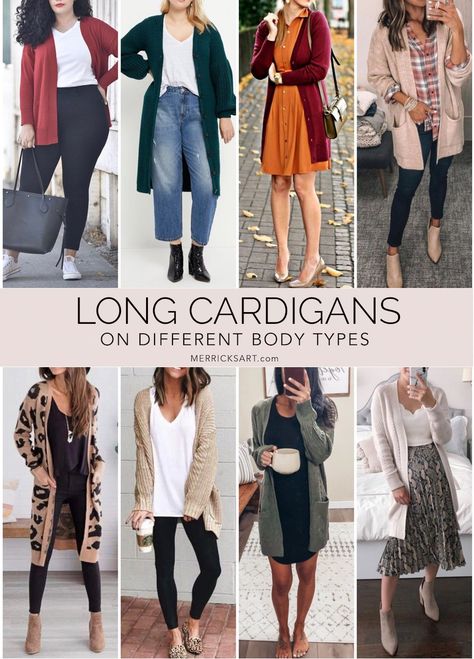 cardigan sweater on other body types How To Wear A Long Cardigan, Knit Cardigan Outfit, How To Wear Cardigan, Long Sweater Outfits, Long Cardigan Outfit, Mama Fashion, Style List, Best Cardigans, Long Cardigans