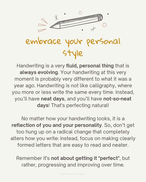 ✍️ how to improve your handwriting ✍️ • QOTD: what’s your favourite pen? • 💾 𝙎𝙖𝙫𝙚 𝙖𝙣𝙙 𝙨𝙝𝙖𝙧𝙚 𝙩𝙝𝙞𝙨 𝙥𝙤𝙨𝙩 𝙛𝙤𝙧 𝙧𝙚𝙛𝙚𝙧𝙚𝙣𝙘𝙚 𝙖𝙣𝙙 𝙩𝙤 𝙝𝙚𝙡𝙥 𝙚𝙣𝙜𝙖𝙜𝙚𝙢𝙚𝙣𝙩! (𝙖𝙣𝙙 𝙛𝙤𝙡𝙡𝙤𝙬 @myhoneststudyblr 𝙛𝙤𝙧 𝙢𝙤𝙧𝙚!) • ⬅️ 𝙨𝙬𝙞𝙥𝙚 𝙩𝙤 𝙨𝙚𝙚 𝙢𝙮 𝙩𝙞𝙥𝙨 • Something you probably wouldn’t know just looking at my studygram is that my handwriting has been a massive personal insecurity since I was very young. I was always the one with bad handwriting and my teachers and even classmates would *always* comment about how it was so messy. These c... How To Improve Your Handwriting, Handwriting Improvement, Bad Handwriting, Pretty Handwriting, Study Mode, Improve Your Handwriting, Improve Handwriting, Life Advice Quotes, Revision Notes