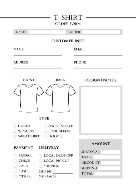 Cake order forms