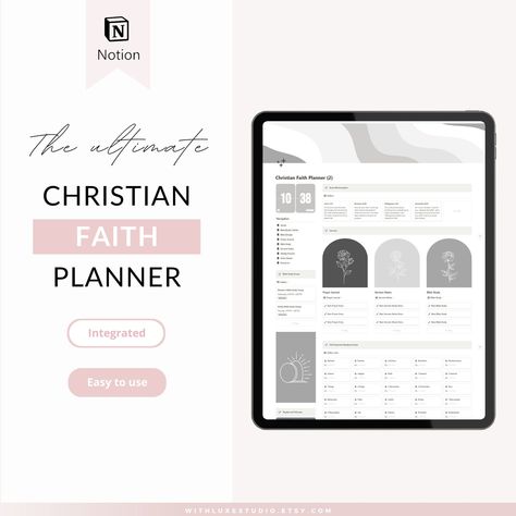 notion daily planner template layout Bible Reading Tracker, Prayer Tracker, Journal Christian, Faith Planner, Gray Layout, Life Planner Organization, Template Notion, Notion Planner, Scripture Memorization