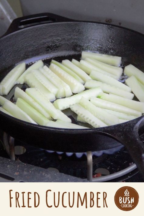 When you cook cucumber, you get an unexpected sweet flavor! Try this Fried Cucumber Recipe for a new side dish you may have never tried before. #bushcooking #campcooking #friedcucumber How To Cook Cucumbers, Cooking Cucumber Recipes, Large Cucumber Recipes, Armenian Cucumbers Recipes, Over Ripe Cucumber Recipes, Overripe Cucumber Recipes, Cucumber Flour, Armenian Cucumber Recipes, Cooked Cucumber Recipes