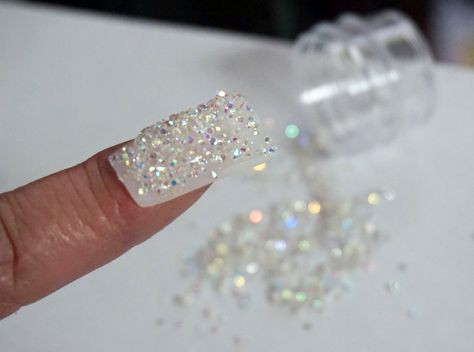 Beautiful Nail Polish, Nail Rhinestones, Crystal Nails, Bridal Nails, Unique Nails, Nail Charms, Pixie Dust, Rhinestone Nails, Nail Decorations