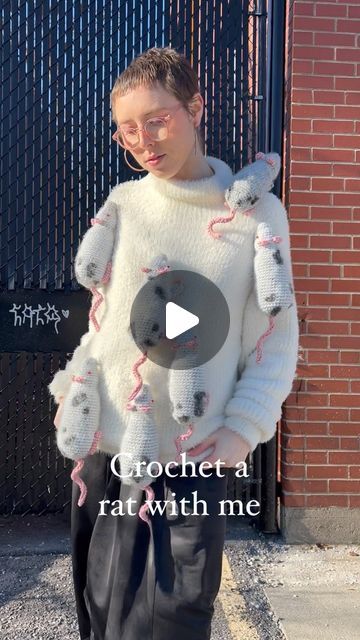 Crochet Rat Clothing, Rat Sweater, Rat Crochet, Crochet Rat, Rat Costume, Kangaroo Rat, Toronto Fashion, Crochet Animals Free Patterns, Crochet Sweater