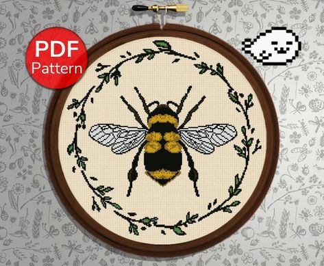 Bee Cross Stitch Pattern Vintage Insect Family | Etsy Vintage Entomology, Entomology Art, Seal Craft, Meant To Bee, Monogram Cross Stitch, Bee Pattern, Stitch Collection, Cross Stitch Collection, Nature Cross Stitch