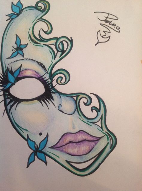 Face Mask Drawing Art, Mask Ideas Art, Mascara Design Ideas, Mask Painting Ideas, Animal Skull Decor, Simple Heart Tattoos, Obličejové Masky, Brown Hairstyles, Mask Drawing