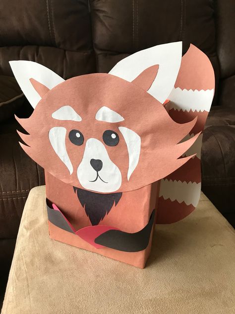 Red Panda Valentines Box Red Panda Decorations, Red Panda Valentines Boxes, Animal Valentines Boxes, Panda Valentines Boxes, Red Panda Crafts, Red Panda Craft, Red Panda Party, Panda Valentines, Homemade Valentine Boxes