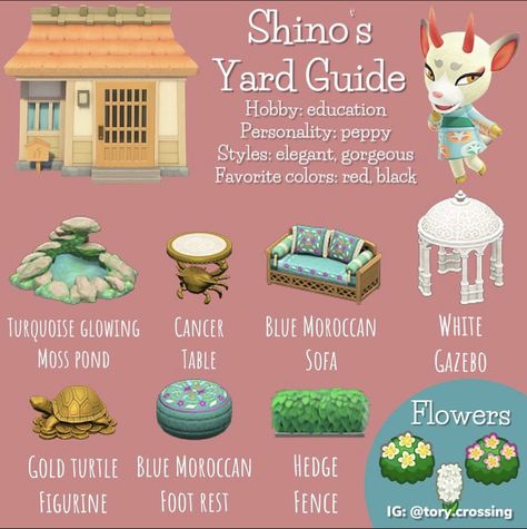 Animal Crossing Acnh Yard Guide Shino, Shino Yard Guide, Camofrog Yard Guide Acnh, Villagers Yards Animal Crossing Guide, Shino Acnh Yard, Acnh Villagers Yard Guide, Shino Acnh House, Shino Yard Acnh, Shino House Ideas Acnh