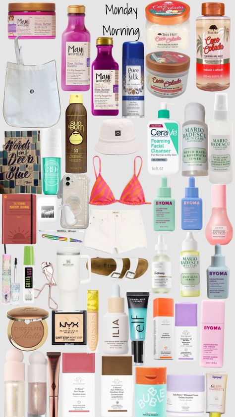 Spring Break: beach day Spring Break Must Haves, Spring Break Essentials College, Spring Break Essentials Packing Lists, Spring Break Glow Up List, Spring Break Morning Routine, Spring Break Glow Up, Spring Break Pajamas, Summer Needs Products, Spring Break Post Ideas