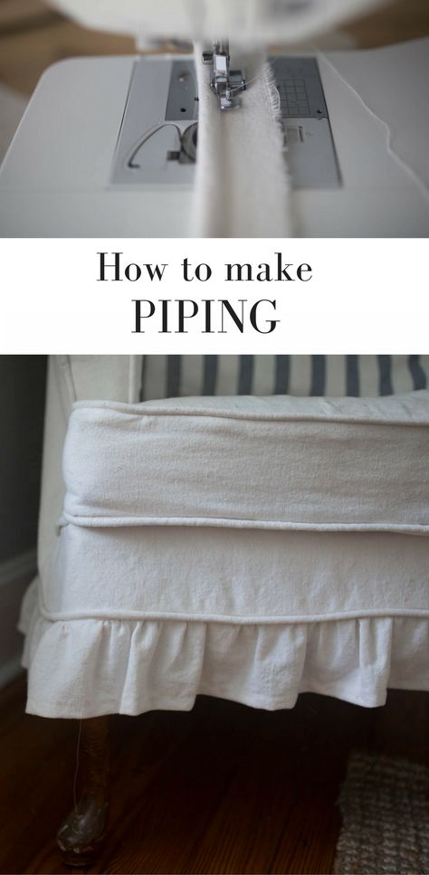 How to make piping for sewing projects. Piping adds a tailored detail to handmade slipcovers, pillows and garments. How To Make Piping, Fat Quarter Projects, Beginner Sewing Projects Easy, Leftover Fabric, Sewing Projects For Beginners, Décor Diy, Love Sewing, Sewing For Beginners, Sewing Tips