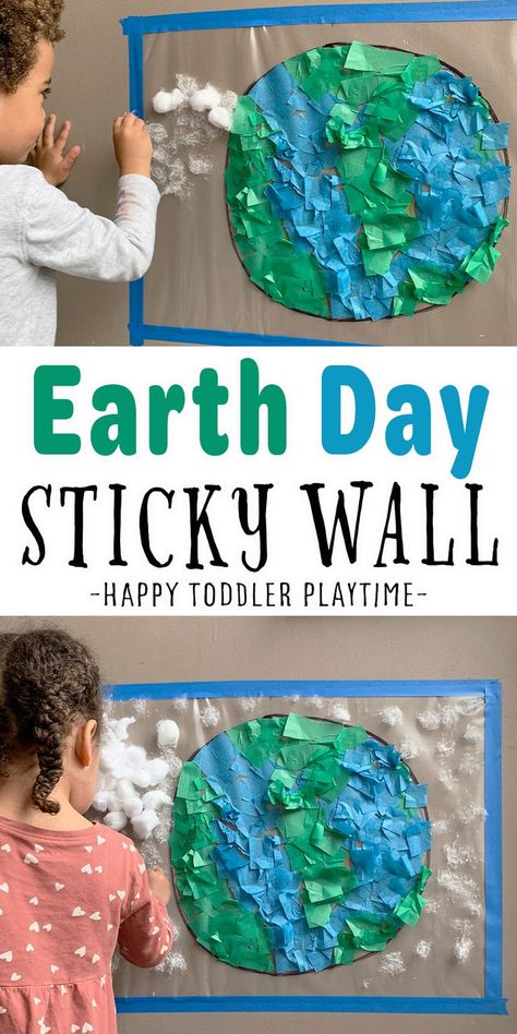 Earth Day Sticky Wall is a fun and creative art activity for toddlers or preschoolers. Create and decorate your very own Earth for Earth Day! Earth Activities, Creative Art Activities, Sticky Wall, Earth Week, Earth Day Projects, Earth Craft, April Crafts, Activity For Toddlers, Art Activities For Toddlers