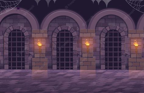 Gacha Backgrounds Castle, Castle Corridor, Dungeon Background, Bars Interior, Castle Dungeon, Background Royal, Dungeon Art, Cool Colorful Backgrounds, Castle Cartoon